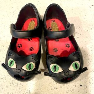 Mini Melissa Girls Black Cat Jelly Shoes Size 6